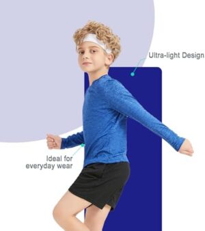 5 Pack Boys&Girls Athletic Quick Dry Long Sleeve Youth Performance Activewear T-Shirt for Kids - Image 2