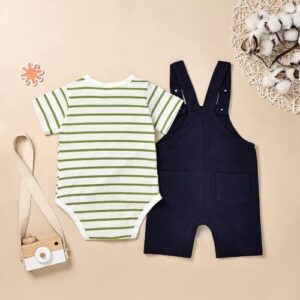 Baby Boy Clothes Newborn Outfits Stripe Romper Infant Cartoon Overall Adjustable Suspender Pants Set 0-18 Months - Image 3