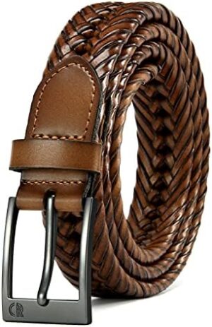 CHAOREN Leather Braided Belts for Men - 1 1/8" Mens Casual Woven Leather Belt for Dress Pants