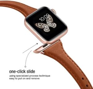 WFEAGL Leather Bands Compatible with Apple Watch Band 38mm 40mm 41mm 42mm 44mm 45mm 46mm 49mm Women, Grain Leather Strap Slim Thin Wristband for iWatch Ultra SE SE2 Series 10 9 8 7 6 5 4 3 2 1 - Image 4