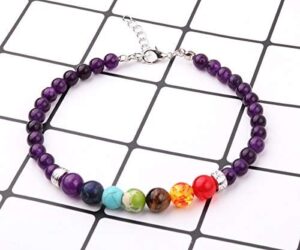 Chakra Anklet Bracelet Yoga Gift 7 Chakra Anklet Boho Jewelry Amethyst Healing Anklet Bracelet Meditation Balance Chakra Anklet Energy Healing … - Image 3