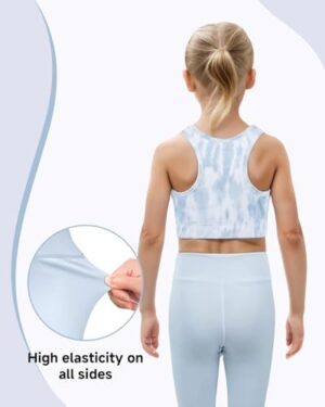 JiAmy Girls Yoga Leggings Girls Athletic Leggings Training Bras Set Kids Gym Crop Tank Top Activewear Set for 5-12 Years - Image 4