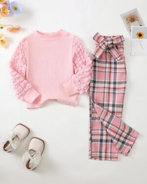 Little Girls Clothes 2 Piece Outfit Kids Long Sleeve T Shirt Pant Set Cute Fall Winter Outfits for Girl Age 4-8 - Image 5