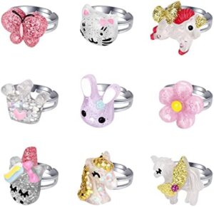 Little Girl Jewel Rings in Box, Adjustable Rings for 3-10 Year Old Girl Birthday Gifts, Play Jewelry for Little Girls, Adjustable Rings - Image 3