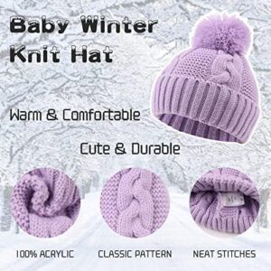 JANGANNSA Winter Knit Baby Hat Twist Warm Beanie for Boys Girls Infant Toddler Baby Beanie with Pompom - Image 3