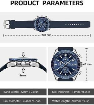 BY BENYAR Watch for Men Analog Quartz Chronograph Waterproof Luminous Designer Mens Wrist Watches Business Work Sport Casual Dress Watch with Silicone Strap Elegant Gifts for Men - Image 4