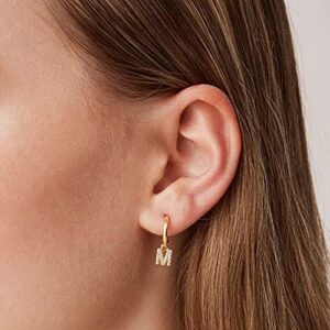 PAVOI 14K Gold Plated 925 Sterling Silver Post Huggie Earring With Initial Dangle |CZ Initial Huggie Hoop Earrings | Womens Cubic Zirconia Dangle Initial Huggies - Image 2