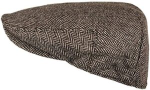 Wonderful Fashion Men's Classic Herringbone Tweed Wool Blend Newsboy Ivy Hat (Large/X-Large, Charcoal) - Image 2