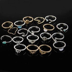 FUTIMELY Boho Retro Stackable Rings Sets for Women Knuckle Joint Finger Knuckle Nail Ring Sets Moon Stars Stack Preppy Statement Rings Cute Trendy Stuff Jewelry - Image 9