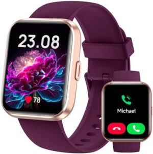 Gydom Smart Watches for Women Android & iPhone, 1.8'' Alexa Built-in Smartwatch with Bluetooth Calls, Heart Rate/Sleep/SpO2 Monitor, IP68 Waterproof Fitness Tracker with 110+ Sports Modes, Purple