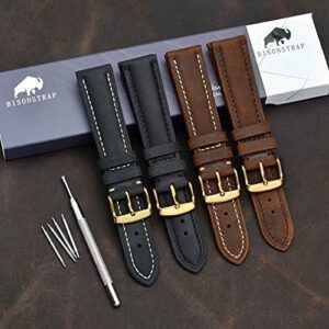 BISONSTRAP Vintage Watch Straps with Gold/Rose Gold Buckle, Leather Replacement Band 18mm 20mm 22mm - Image 7