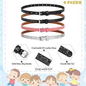 WERFORU Kids PU Leather Skinny Belt for Girls Boys Teen Child Thin Shiny Glitter Waist Belt for Jeans Dress - Image 6