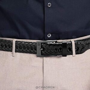 CHAOREN Leather Braided Belts for Men - 1 1/8" Mens Casual Woven Leather Belt for Dress Pants - Image 4