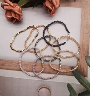 17Pcs Boho Beaded Bracelets for Women Colorful Stackable Sparkly Crystal Beads Bracelets Multi-Layer Versatile Statement Bracelets Stretch Cuff Jewelry Gifts - Image 6