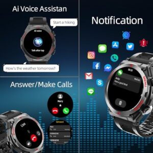 Military Smart Watch for Men (Answer/Make Call), 1.52" HD Smartwatch for Android Phones/iPhone, 100+ Sport Mode Fitness Tracker with Heart Rate, SpO2, Stress and Sleep Monitor, IP68 Waterproof - Image 2