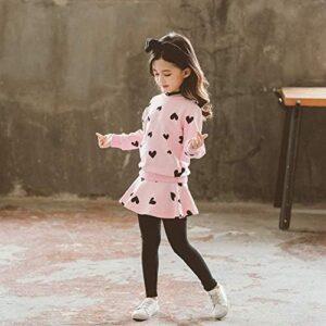 Little Girls Outfits Clothes Toddler Long Sleeve Heart Print Hoodie Shirts Top + Leggings Kids Clothing Set - Image 2