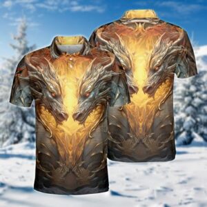 Men's Dragon Polo Shirts -Magical Animal Mens Polo Shirts Short Sleeve Dry Fit Moisture Wicking Series 10 - Image 2