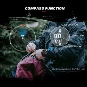 CakCity Tactical Watches for Men Military Sport Watches with Carbon Fiber Case Lightweight Waterproof Watch for Women/Men Digital Watches with Compass,Step Counte,Metronome,5ATM - Image 5