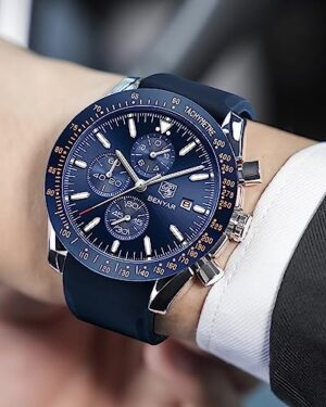 BY BENYAR Watch for Men Analog Quartz Chronograph Waterproof Luminous Designer Mens Wrist Watches Business Work Sport Casual Dress Watch with Silicone Strap Elegant Gifts for Men - Image 7