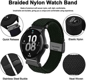 WOCCI 22mm Braided Nylon Watch Band for Men and Women, Quick Release, Black Stainless Steel Buckle (Black) - Image 3