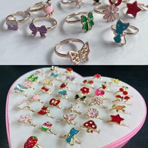 monochef 36pcs Little Girl Jewel Rings in Box Adjustable No Duplication Children Girls Kids Pretend Play Costume Princess Dress Up Jewelry Rings Party Favors Toys Gifts for Girls - Image 6