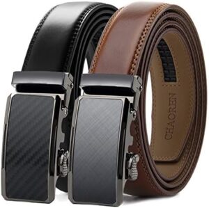 CHAOREN Mens Dress Belt Leather 2 Pack - Mens Ratchet Belt for Dress Shirt and Pants Every Occasion (32mm)