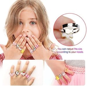 9Pcs Toddler Girls Adjustable Rings for 3-12 year old girl gifts | Festive Gift for 3 4 5 6 7 8 9 10 11 12 Year Old Girl Little Girl Jewel Rings in Box, Adjustable, No Duplication - Image 2