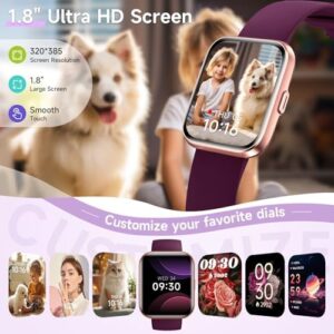 Gydom Smart Watches for Women Android & iPhone, 1.8'' Alexa Built-in Smartwatch with Bluetooth Calls, Heart Rate/Sleep/SpO2 Monitor, IP68 Waterproof Fitness Tracker with 110+ Sports Modes, Purple - Image 6