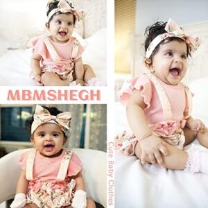 Newborn Baby Girl Clothes Infant Romper Floral Suspender Dress Ruffle Sleeve Onesie Outfit Jumpsuit Headband Spring Summer - Image 2