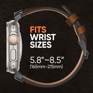 Suitisbest Leather Bands Compatible for Apple Watch Ultra Band 49mm 46mm 45mm 44mm 42mm, Genuine Leather Rugged Durable Matel Connector Replacement Strap for Women Men iWatch Ultra 10 9 8 7 6 5 4 3 SE - Image 4