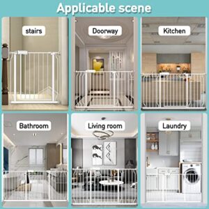 WAOWAO Extra Wide Baby Gate 57.48"-62.20" Walk Thru Pressure Mount Auto Close White Metal Child Dog Pet Safety Stairs,Doorways,Kitchen - Image 6