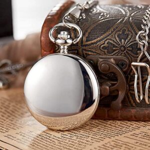 Men's Quartz Pocket Watch, Silver, Arabic Numerals, White Dial, Stainless Steel, PK120115-sliver - Image 4