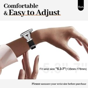 JR.DM Leather Watch Bands for Women Compatible with Apple Watch 38mm 40mm 41mm 42mm (S10) with Silver Bling Butterfly Connector Slim Leather Strap for iWatch Series 10/9/8/7/6/5/4/3/2/1/SE - Image 6