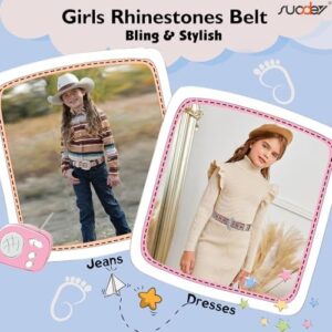 SUOSDEY Kids Rhinestone Belt for Girls Boys,Western Cowgirl Cowboy Studded Leather Belt for Child - Image 5