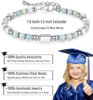 2025 Graduation Gifts for Her/Girls/Women, Tiny Gemstone Graduation Bracelet with Unique Cap Gift Box - Image 3