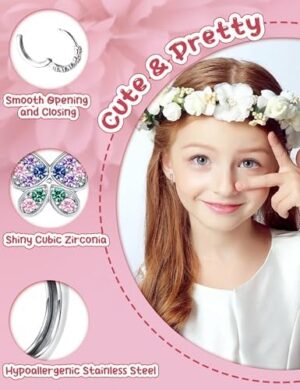 FIASASO Hypoallergenic Surgical Stainless Steel Earrings for Girls Kids Women - 12 Pair Screw Back Earrings for Sensitive Ears Cute Flower Butterfly Toddler Stud Hoop Earrings Screwback Girl Earrings - Image 5