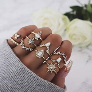 CSIYANJRY99 Cute Rings for Women Teens Gifts Trendy Stuff Stackable Knuckle Rings Set Fashion Things Christmas Gifts Stocking Stuffers Boho Vintage Crystal Aesthetic Jewelry - Image 2