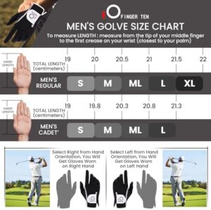 FINGER TEN Men's Golf Gloves for Right Left Handed Golfer Rain Grip Value 2 Pack, Golf Glove for Left or Right Hand Hot Wet Weather No Sweat Black Gray White Blue - Image 7