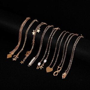 Softones 16Pcs Ankle Bracelets for Women Gold Silver Two Style Chain Beach Anklet Bracelet Jewelry Anklet Set,Adjustable Size - Image 6