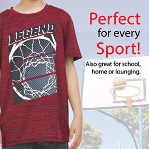 Boys T Shirts - Youth Big Kids Active Athletic Workout Sports Basketball Graphic Short Sleeve Top 4 Pack - Image 5