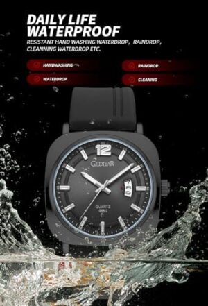 Analog Wrist Watches for Mens,Quartz Calendar Casual Stylish Business Sport Military Waterproof Rubber Silicone Band Watch - Image 4