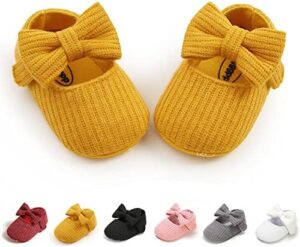 Baby Girls Mary Jane Flats with Bowknot Flowers Soft Newborn Infant First Walkers Crib Shoes Wedding Party Christmas Dress Shoes