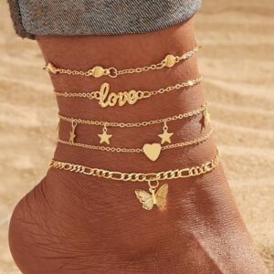 KISS WIFE Anklets for Women, Gold Anklet Bracelets for Women, Dainty Foot Jewelry Women's Ankelts Beach Gifts for Women - Image 4