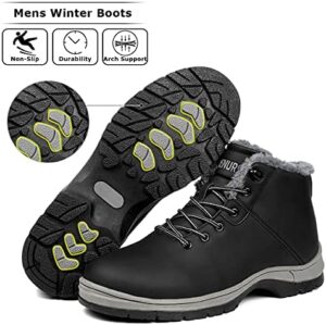 Mens Winter Snow Boots Water Resistant Warm Fur Lined Anti Slip Work Ankle Shoes Casual Lightweight Hiking Outdoor Trekking Boot - Image 4