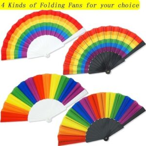 Temogole 6 Pack Pride Rainbow Folding Fans Decorations Pride Fan Gay Lesbian Wedding Pride Decor LGBT Pride Month Parade Accessories Party Favors Stuff Hand Fans for Women Men, Vertical Rainbow Black - Image 5