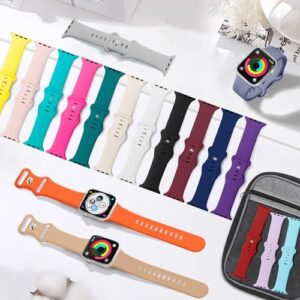 18 Pack Sport Band Compatible with Apple Watch Bands 40mm 41mm 38mm 46mm 45mm 44mm 42mm 49mm for Women Men, Soft Silicone iWatch band with Watch Band Storage Case for iWatch Ultra Series10 9 8 7 6 5 4 3 2 SE - Image 2