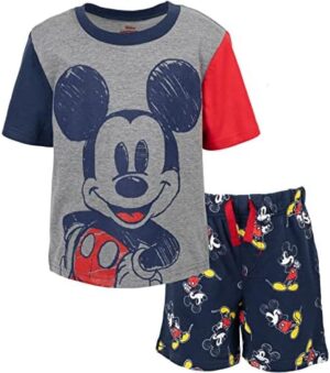 Disney Mickey Mouse Lion King Pixar Cars Pixar Toy Story French Terry T-Shirt and Shorts Outfit Set Toddler to Big Kid