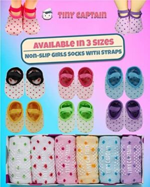 Tiny Captain Baby Toddler Girls Grip Socks Anti Slip w/Strap Socks Girl 0-7 Years Old Gift Set Age 1-7 Socks With Grippers - Image 9