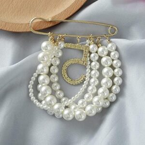 Fashion Jewelry Large Faux Imitation Pearl Dangle Lucky Number Five Brooch Pin for Women - Image 4