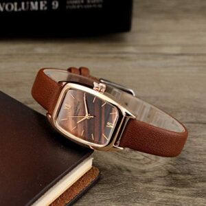 Top Plaza Womens Ladies Fashion Leather Wrist Watch Rectangle Elegant Simple Dial Analog Quartz Dress Watch - Image 3